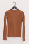 BASERANGE Long Sleeve T-Shirt TTML Collection Ribbed Cotton Portugal BAS-TTML-RB-SU25-ALAMILLO BROWN